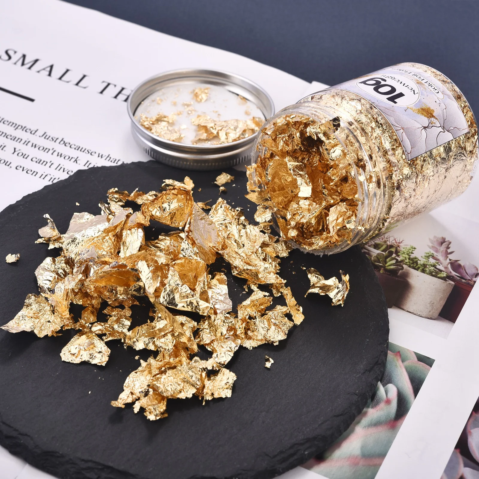 Gold Foil Flakes - Imitation Gold Sliver Copper Foil Sequins