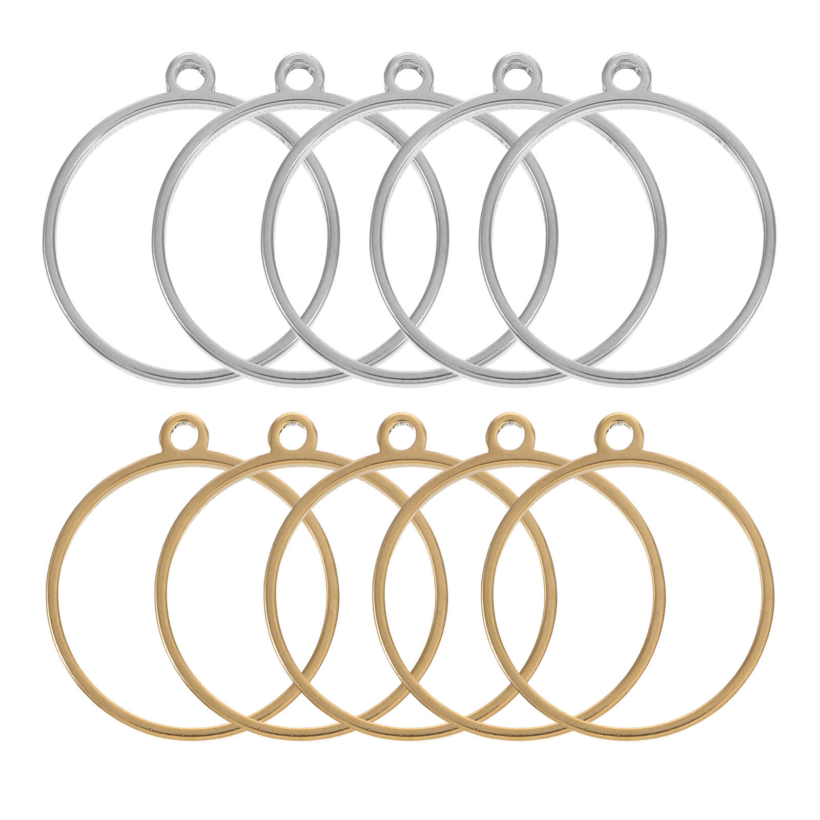 Crafting Resin - 20Pcs Stainless Steel Open Bezel Charms