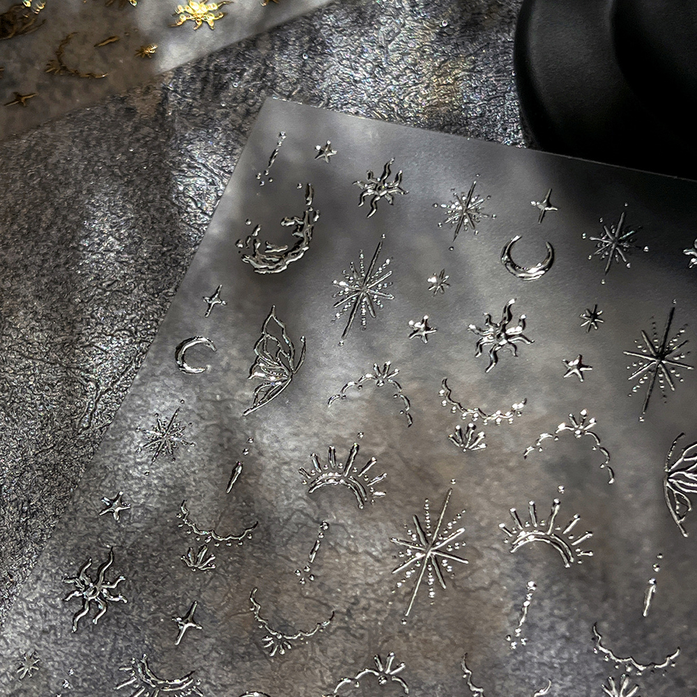 Gold Foil Flakes - 3D Bronzing Gold Silver Moon Star