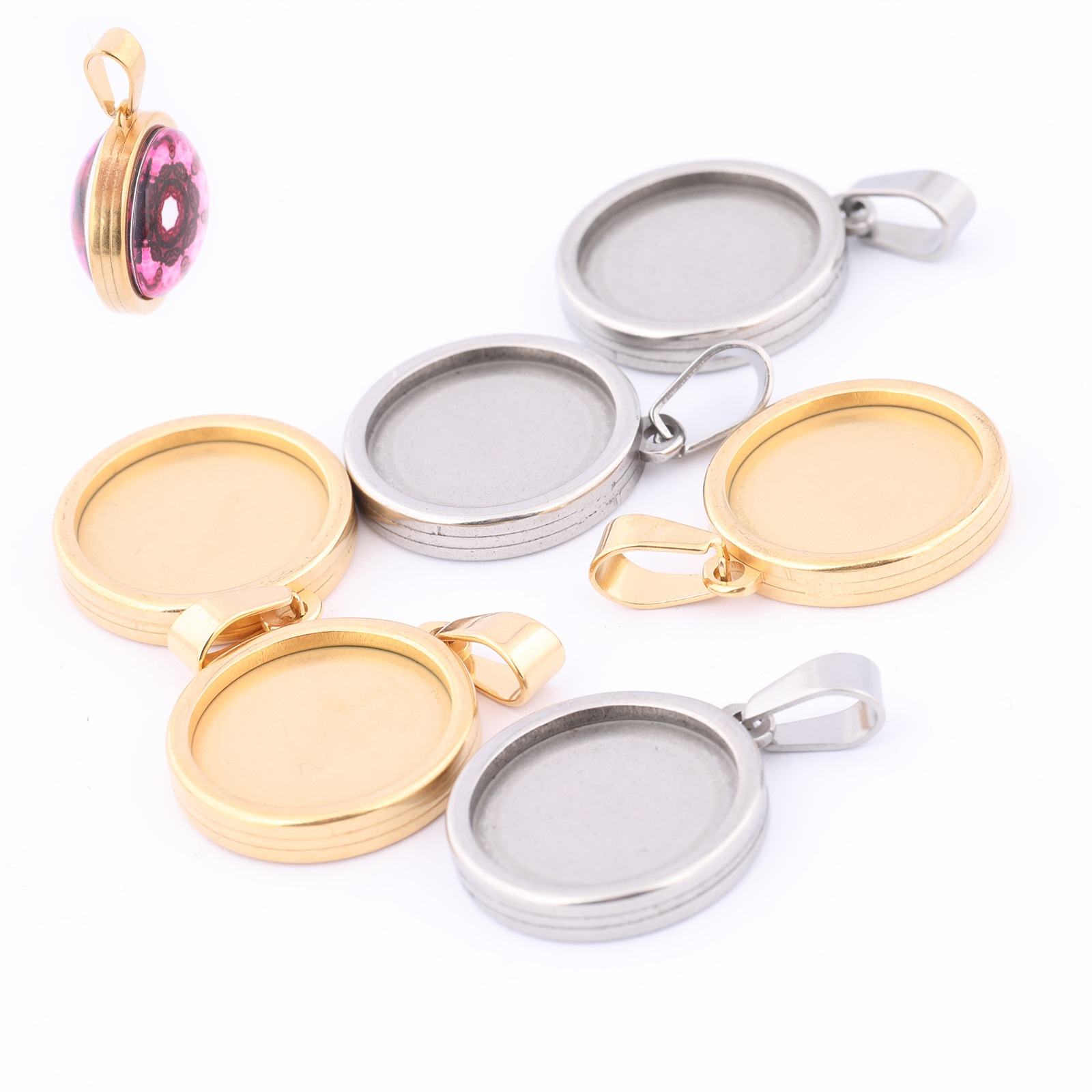 5pcs Stainless Steel Gold Plat - огляд і ціна Bezels Set Pendant