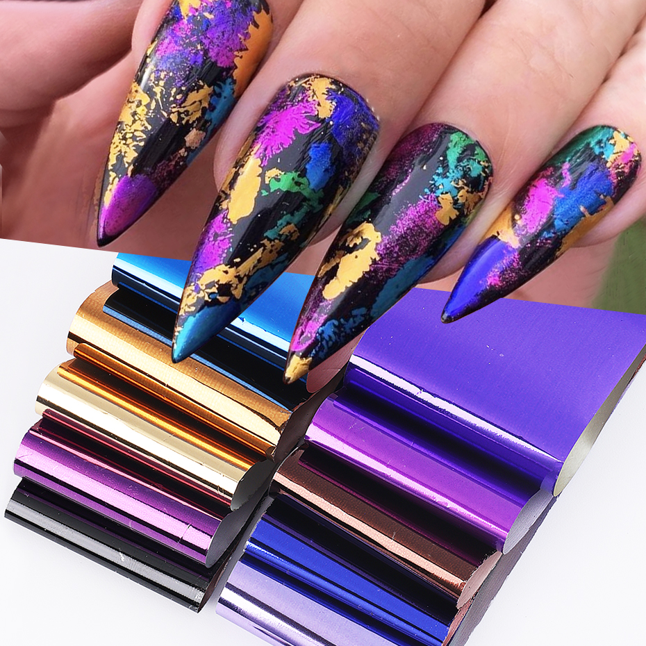 10pcs Metallic Nail Transfer F - огляд і ціна Gold Foil Flakes