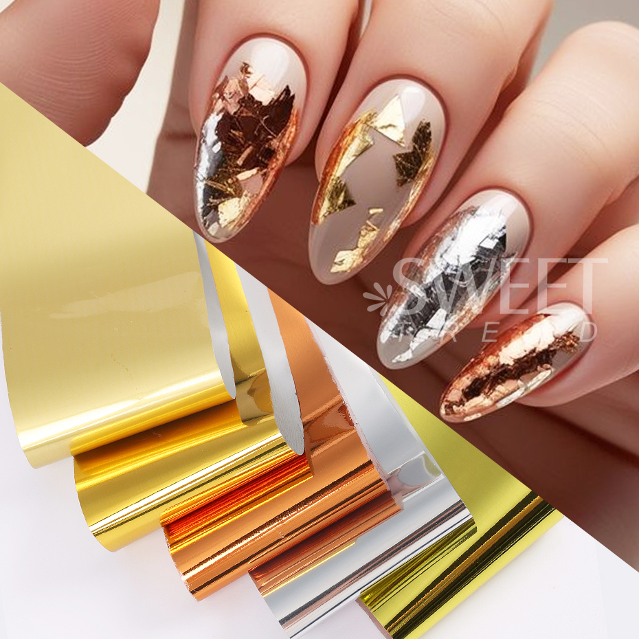 10pcs Metallic Nail Transfer F - огляд і ціна Gold Foil Flakes