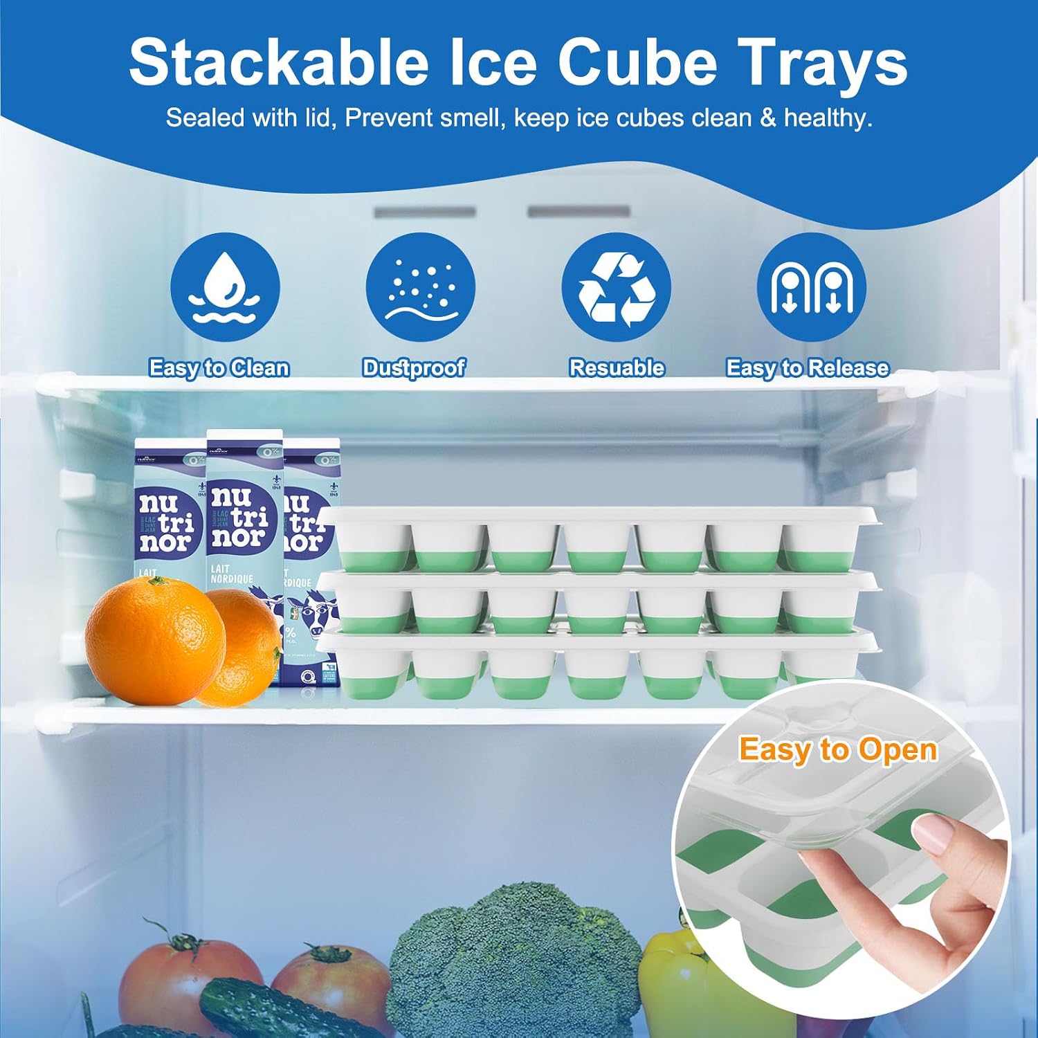 Ice Cube Tray with Lid, 3 Pack - огляд і ціна Silicone Mold Tray
