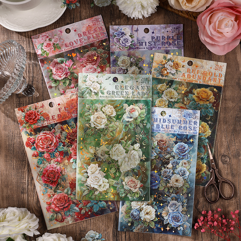 4 Sheets Colorful Rose Flower  - огляд і ціна Gold Foil Flakes