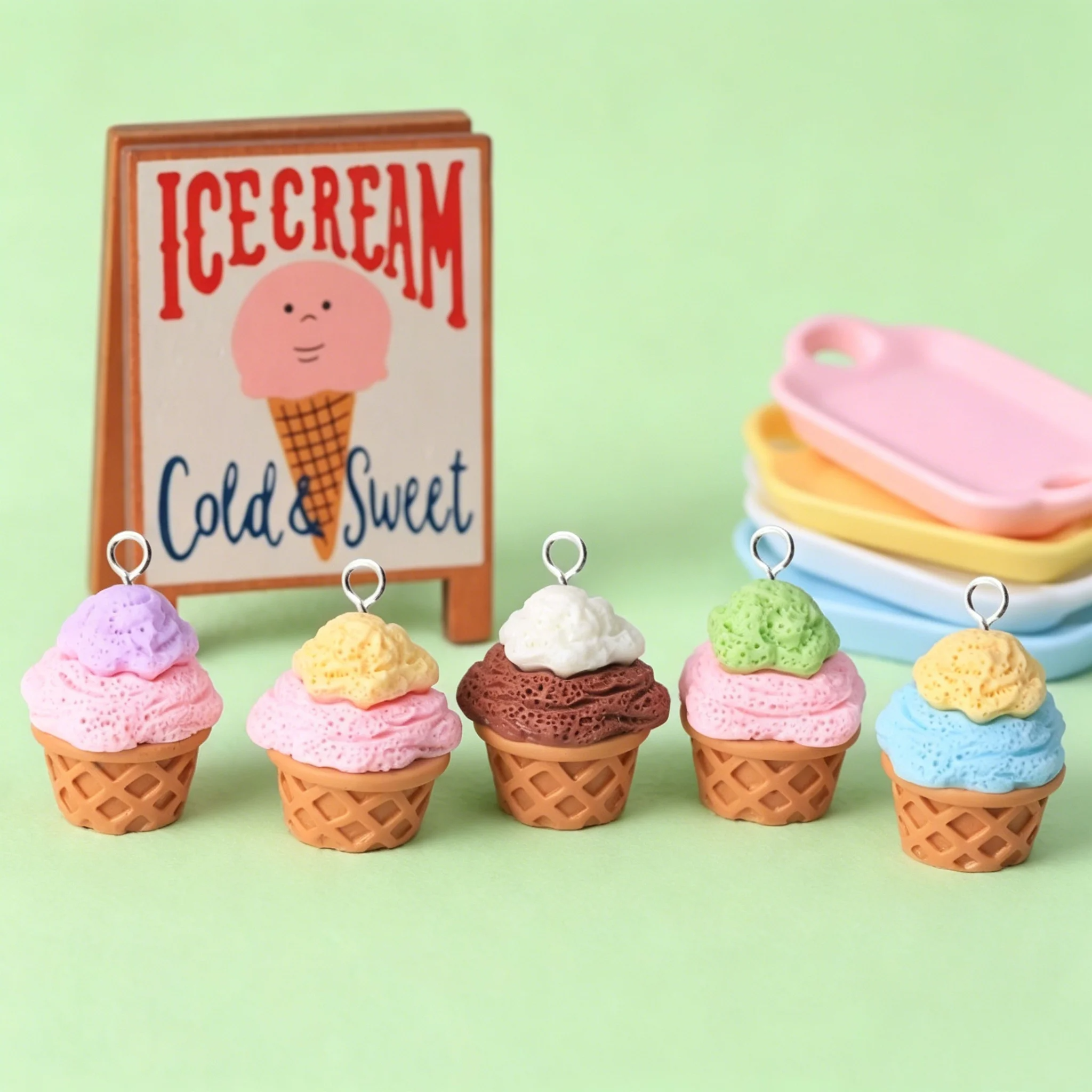10Pcs Cute 3D Ice Cream Cone R - огляд і ціна Resin Craft Supplies