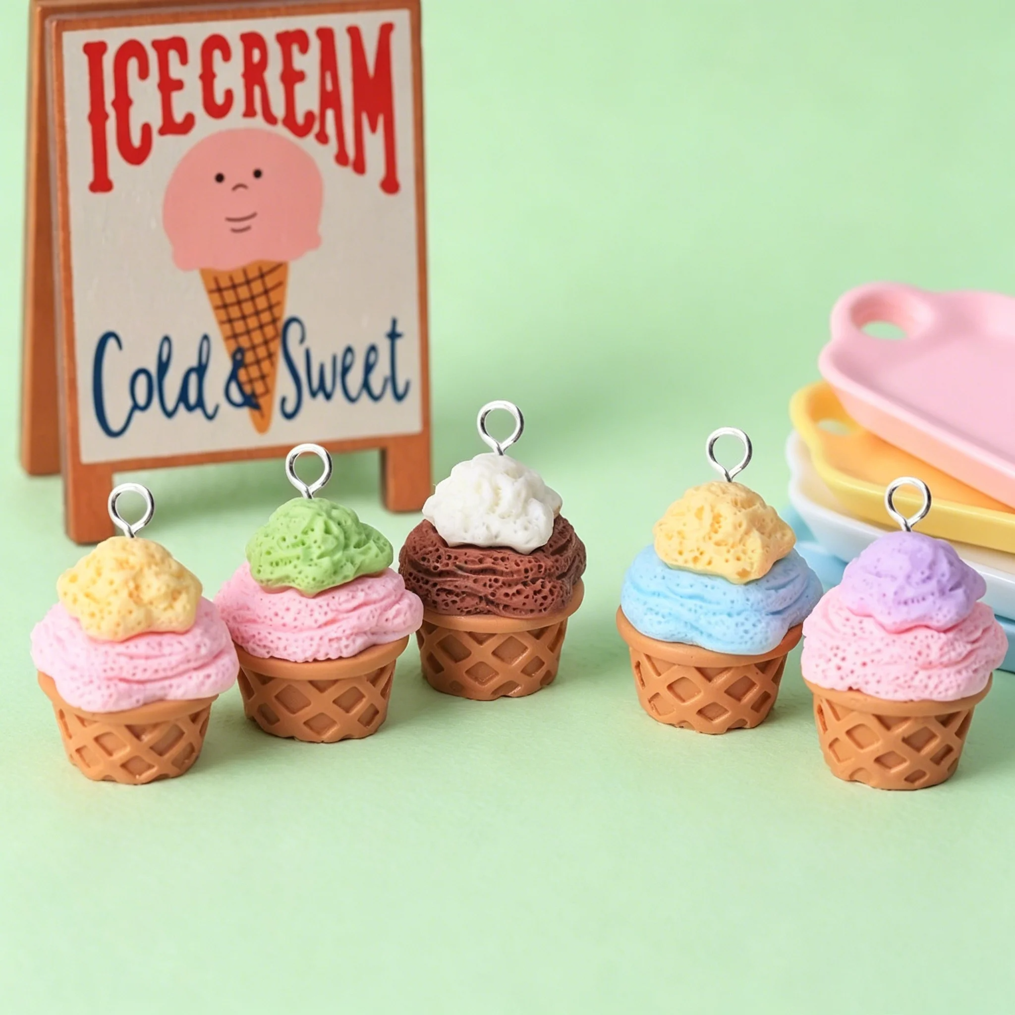 10Pcs Cute 3D Ice Cream Cone R - огляд і ціна Resin Craft Supplies